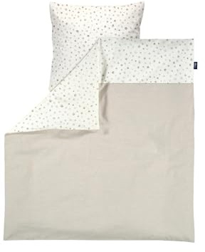 Alvi Bettwäsche Baumwolle Aqua Dots - Beige 80x80 | Kinderbettwäsche, unisex, atmungsaktiv und weich mit bunten Motiven für angenehmen Schlafkomfort jede Nacht