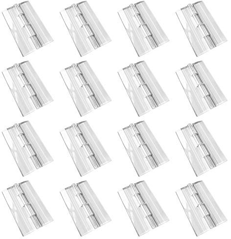 INCREWAY Modern Transparent Acrylic Hinge, 16Pcs Transparent Folding Hinges, Unfinished, Surface Mount, 65x41mm