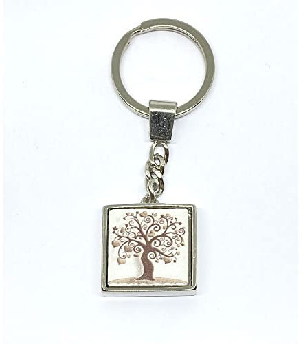 Bomboniere 6 PZ Portachiavi con piastrella ALBERO DELLA VITA 3x3 cm