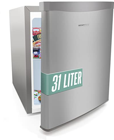 HEINRICHS Mini Gefrierschrank 31L klein kompakt leise:40db Gefrierbox wechselbarer Türanschlag mini Tiefkühltruhe bis zu -18°C,Tiefkühlschrank,perfekt geeignet für Büro Camping Garten Outdoor(Silver)