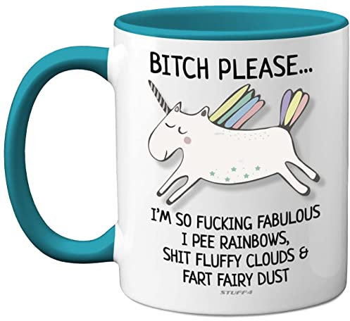 Bitch Please I'm So Fabulous Unicorn Mug, 11oz Ceramic Light Blue Handle Mugs, Funny Gifts for Women, Birthday Present, Tea Sets for Adults, Unicorn Gifts, Christmas, Your Best Friend