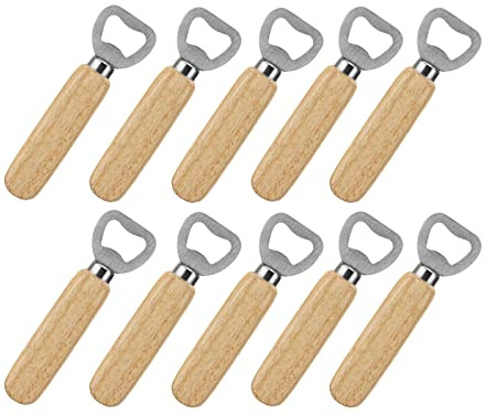 10 Stück Flaschenöffner, Tragbare Bieröffner Holzgriff Bier Flaschenöffner Personalisierter Naturholz Kronkorkenöffner für Zuhause Küche Bar, Bier Geschenk für Männer