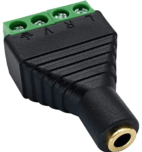 CABLEPELADO 3,5 mm Klinkenstecker Buchse | 3,5 mm Audiostecker | TRRS-Stecker | Anschluss Terminalschrauben | Kompatibel mit PS5 / PS4, Helmen, Lautsprecher, PC, Mobiltelefon | Schwarz | 3,5 mm