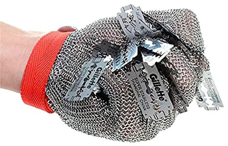 JZRH Work Safety Gloves Metal Mesh Cut-Proof Kitchen Chef Gloves Gardening Hand Protection 1 Pair L Rededgeandredbutton