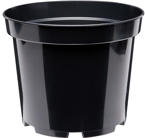 Garronda Blumentopf Kunststoff Pflanztopf rund Kräutertopf Anzuchttöpfe Blumentopf Schwarz für Innen und Aussen 26cm GD-0025 (Schwarz, ⌀ 26cm H 20cm)