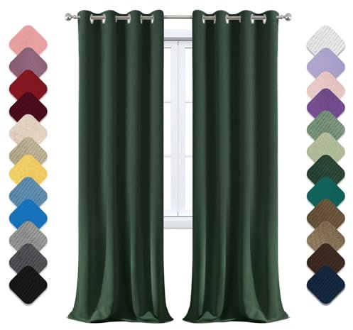 VerdunklungsvorhäNge 1er Set, H137 x B132cm Thermovorhang KäLteschut mit öSen, Wohnzimmer Gardinen, VorhäNge Blickdicht, Schallschutz Vorhang, für Wohnzimmer Kinderzimmer Schlafzimmer Armeegrün