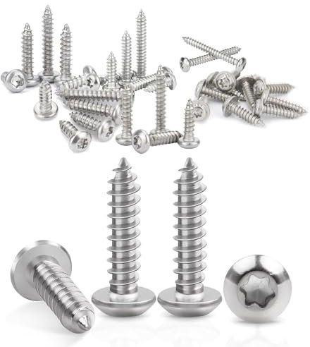 100 Pièces à Tôle Autoforeuse, Vis a Bois Inox M3 x 16 mm, A2 V2A Vis Autotaraudeuse à Tête Plate, Filets Métriques Standard Inoxydable