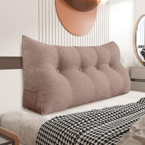 Johnear Rückenkissen Keilkissen Bett Lesekissen，Rückenlehne Kissen für Sofa Lendenkissen Bettkopfteil, Großes Dreieckige Bettkeil Bücherkissen Stützkissen (Dunkelpink，140cm)