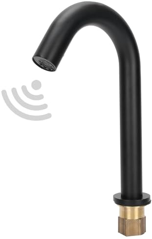 Automatischer Sensor-Wasserhahn, Batteriebetriebener Einzelner Kalter G1/2-Wasserhahn aus Schwarzem Kupfer für das Waschbecken in der Küche und Im Badezimmer