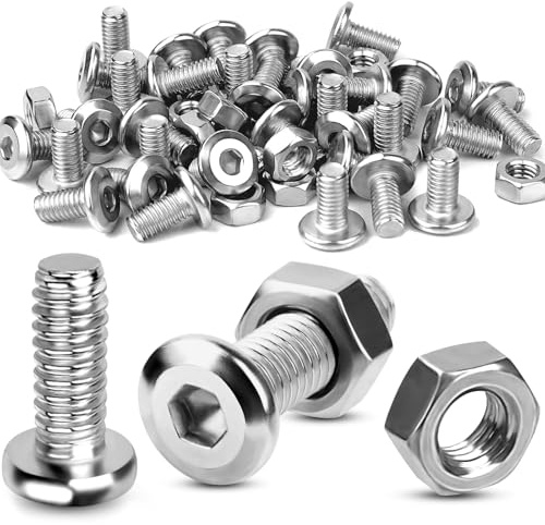 TXXATX M5x20 Schrauben Innensechskantschrauben und Muttern Set 50 Sätze Linsenkopfschrauben M5 Flachkopfschrauben Vollgewinde Schrauben mit Muttern Edelstahlschrauben für DIY-Projekte Möbelreparatur