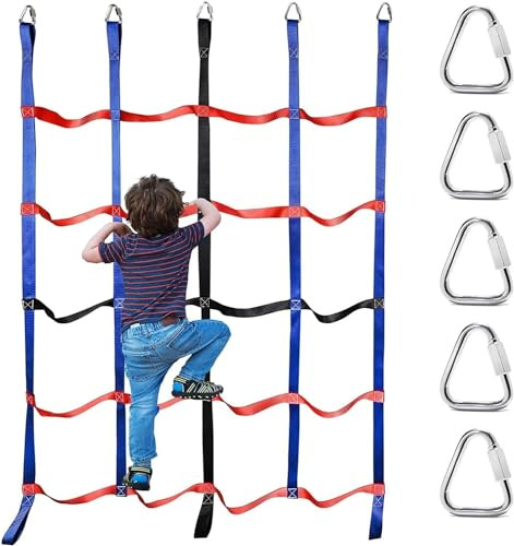KjoiDWz Playground Rope Net Climbing Net For Kids Outdoors Garden Play Sturdy Webbing Net For Playground Climbers Attachment Net Yard Frame Climbing Net, Treehouse Rope Ladder