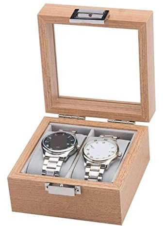 GOOPEEG Uhrenbox Uhr-Display-Organizer, Moderner 2-Schlitz-Holz-Uhrenbox-Organizer, Display-Aufbewahrung, Schmuckhalter Uhrenkasten