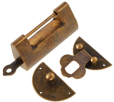 ROMISBABA 1set Antique Brass Hasp Buckle Jewelry Box Hasp Latch Vintage Decorative Lock for Furniture Intricate Carved Accessories for Cabinets and Cases