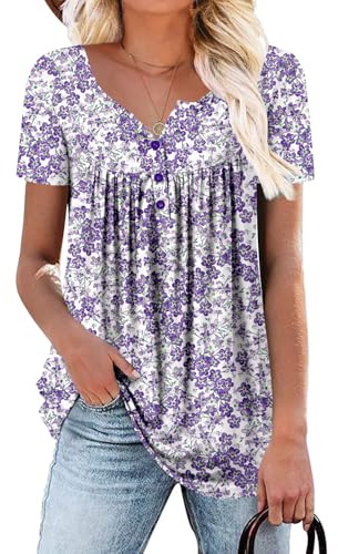 CHICZONE Women's Short Sleeve Shirts Tops Summer Tunic Loose Fit Tshirts for Leggings