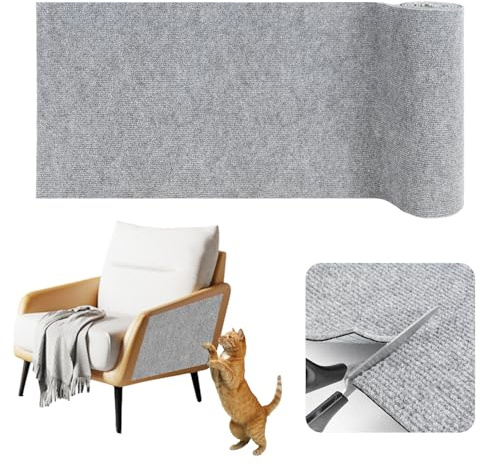 Kratzteppich selbstklebend Kratzmatte Katze Sofa Kratzbretter Katze Wand Kratzbrett Katzenwand Kratzschutz Wand (Hellgrau, 40cm×4m)