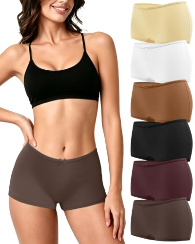 Desanlapi Trosor, dam, bomull, boxershorts, dam, trosor, bomullsslips för dam, hotpants, hipster, 6-pack, mjuka, bekväma shorts, underkläder, Flerfärgad - Mu3, M
