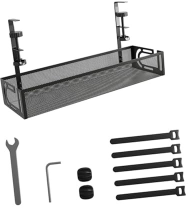 KESOTO Bandeja Portacables con Accesorios para Organización Del Dormitorio, Negro