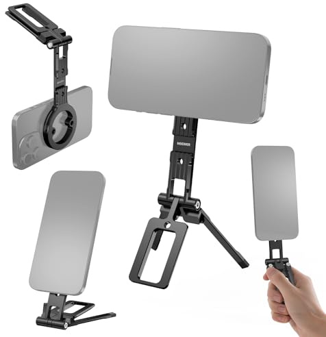 NEEWER Magnetic Phone Tripod Holder Stand, Metal Cell Phone Mount Grip with 1/4 Threads, Cold Shoe & Arca Type, Compatible with MagSafe iPhone Samsung Huawei Android for Video Recording, PA098