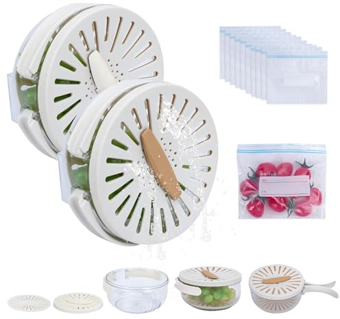 DIYJEP 2 cestini scolapasta per frutta con 30 sacchetti per alimenti e spazzola per strofinare verdure, colini per frutta e scolapasta, ciotola 2 in 1 con colino, per cucina e frigorifero