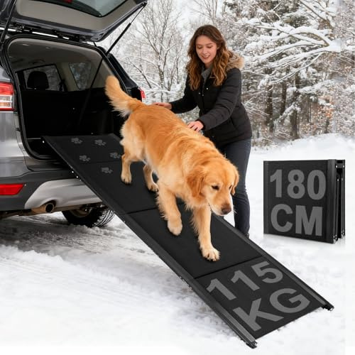 Hunderampe Auto Klappbar, 180 * 50CM Hunderampen Für Autos- rutschfest Hunderampen Hundetreppe Auto Für 115kg GroßE Hunde SUV & LKW