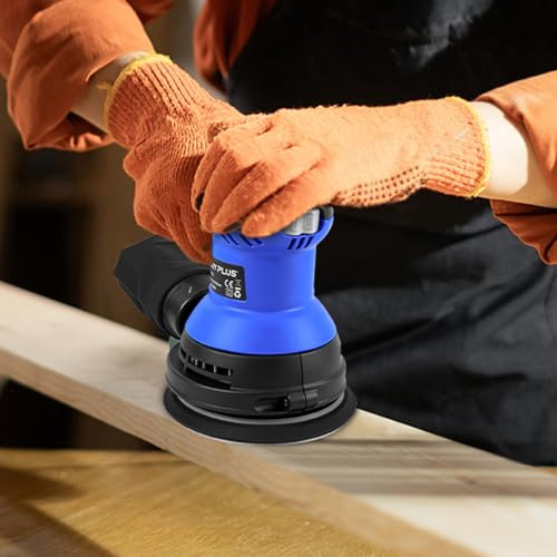 300W Electric Orbital Sander, Random Orbital Sander with Dust Bag, 6 Variable Speeds, 125mm 15Pcs Sandpapers, 360°Rotating Sanding Base Plate, Hand Sanders Machine Tool for Sanding, Polishing, Wood