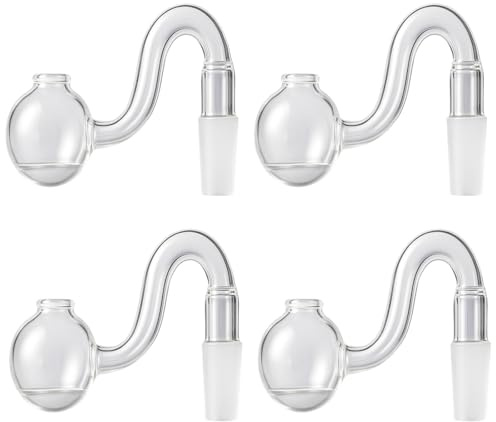 Glass Oil Burner Male Glass Tubes, 4 Pack 14mm Bowl Piece for Water Bong, Clear Glass Pipe with 8CM Length, Compatible with Bongs and DIY Glassware