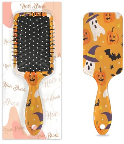Mexpekil Carino Halloween fantasma zucche pipistrelli spazzola districante pagaia spazzola per capelli bagnati e asciutti spazzole massaggio cuscino d'aria pettine per id ragazze donne uomini
