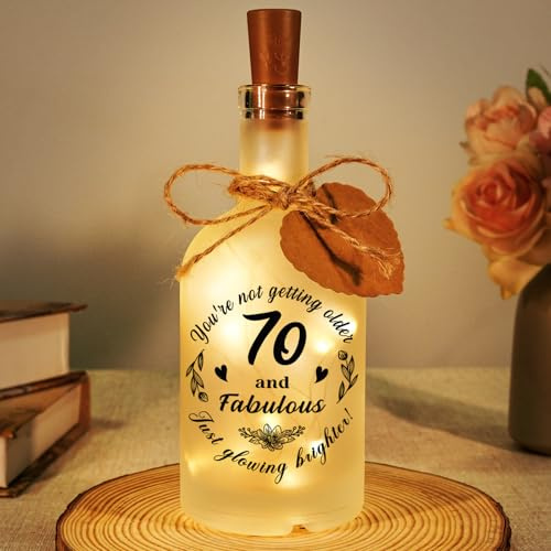 Sayregifty 70th Birthday Gifts for Women Men - LED Bottle Decorative Light | 70 Years Old Gift Light for Her, 70th Birthday Gifts for Grandma Nanny Friends Wife