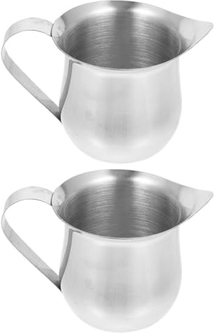 Mikinona 2 pièces Pichet Mousseur Lait Inox Crémier Petit Pichet Café Multifonction Portable Résistant Corrosion pour Maison et Camping