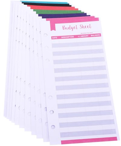 Beavorty 24 Fogli Pianificatore di Budget Giornaliero Fori, Fogli di Bilancio Portatili a 6 Colori per Uso Domestico e Ufficio, Accessori per Gestione Spese e Controllo Contanti Familiare