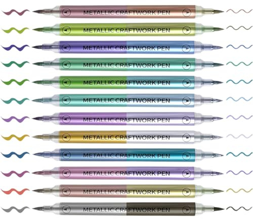 Ylnailky Feutres de Coloriage - 12 Pièces Double Pointe Étanches Pour Loisirs Créatifs DIY - Marqueurs pour Journal Scrapbook Carte,pour Papier Carton Verre Céramique Tissu Adultes Maison École Fêtes
