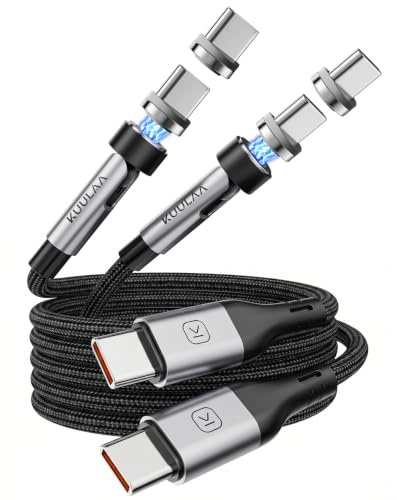 Kuulaa 240W USB C Magnet Ladekabel, [2 Stück 2M] 360°&180° Ladekabel Magnetisch, PD 3.1 Schnellladekabel Magnetisches Ladekabel USB C für iPhone 17 16 15 Pro Max Galaxy S25 S24 iPad Pro MacBook Air