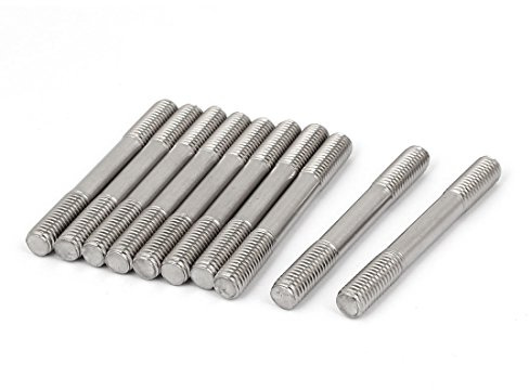 sourcing map 10 Stück Doppelend Gewinde Eng Verstellbar Schubstange Bolzen M8 x 70mm Silber Ton | Eng Verstellbar Schubstange Bolzen