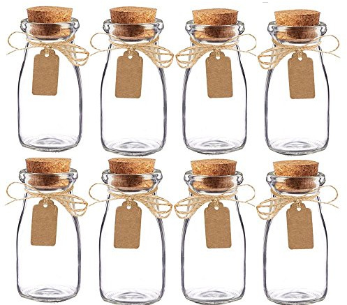 Awtlife Milchgläser im Vintage-Stil, mit Korkdeckel, 15 Stück