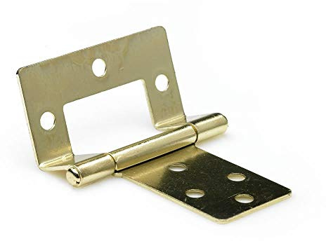 2 x Messing, gekröpft, Flush Scharnier 50 mm Tür Holz Möbel Schrank Schrank, gold