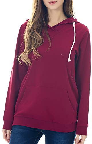 Smallshow Felpe Premaman con Cappuccio Felpa da Donna a Maniche Lunghe per L'Allattamento Wine L