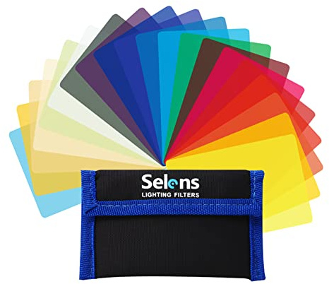Selens Lighting Gel Filter Light Gel Camera Film Sheets Color Correction | 20 Pcs, for LED Video Flash DSLR, 9.5x6.5 cm, Transparent Overlays Plastic Photography Props Photo Studio Reading Craft