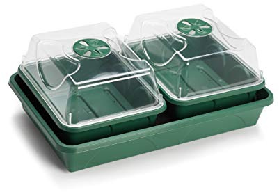 EarlyGrow Shatterproof 2 Bay Propagator with Capillary Mat and Tray Green | For seed germination and plant growth. Ideal for greenhouse and windowsill use.