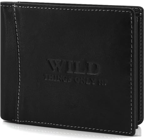 ekavale Leder Geldbörse Herren mit RFID, NFC Schutz Portemonnaie Herren Geldbeutel für Männer mit Münzfach (Schwarz)