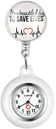 Avaner Krankenschwesteruhr Pflegeruhr Analog Quarzwerk FOB Ansteckuhr mit Pin/Clip Arzt Doktor Medical Taschenuhr aus Silikon