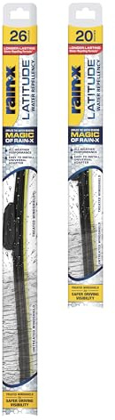 Rain-X 810197 Latitude 2-In-1 Water Repellent Wiper Blades, 26 and 20 Windshield Wipers (Pack Of 2), Automotive Replacement Windshield Wiper Blades With Patented Rain-X Water Repellency Formula