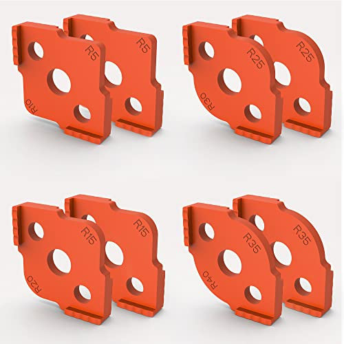 inBovoga Radius Jig Router Templates, Radius Quick Jig for Woodworking, High Hardness ABS+CNC Jig Radius Corners R5 R10 R15 R20 R25 R30 R35 R40 (8 Pcs Set), Orange