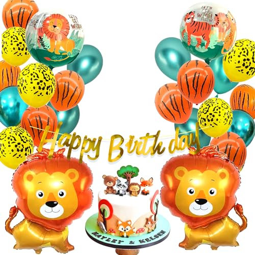 Regendeko Happy Birthday Dschungel Löwe Tiere Kindergeburtstag Deko Geburtstagsdeko Luftballon Girlande Konfetti Luftballons Party Deko Kindergeburtstag Deko Geburtstagsdeko Jungen