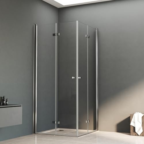 Duschkabine 75x75x185cm Falttür Duschkabine Eckeinstieg Drehtür Falttürkabine 6mm ESG Glas Drehfalttür Duschabtrennung Duschwand