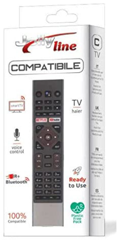 Jolly Line Telecomando di ricambio per Smart TV compatibile Haier - con Controllo Vocale e simbologia come originale - Pronto all’uso - HTR-U27E