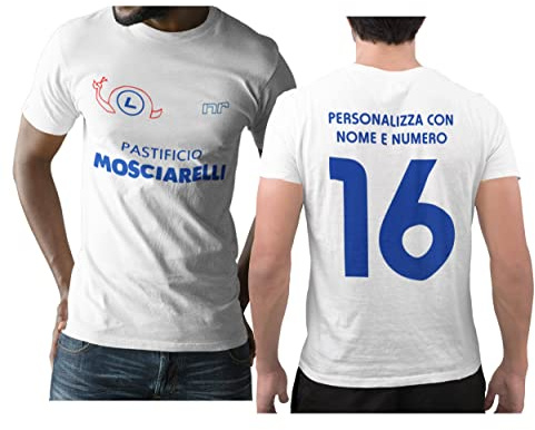 bubbleshirt Tshirt Personalizzabile Film Cult L'allenatore nel Pallone - Maglia Longobarda - personalizza con Nome e Numero - Film Cult Anni '80