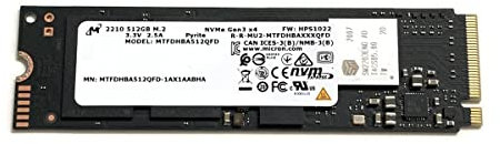 Micron SSD 512GB 2210 NVMe PCIe Gen3 x4 MTFDHBA512QFD M09630-001 Solid State Drive for HP Dell Lenovo Laptop Desktop Ultrabook