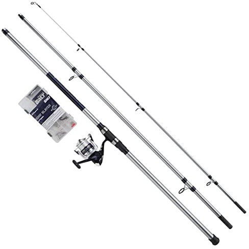 Shakespeare Salt Surf Slayer Combo Set, Combo de caña de Pescar y Carrete, Combo Giratorio Incluye Caja de Aparejos rígida, señuelos y Aparejos Finales, mar - Pesca de Surf, Azul y Blanco, 4,20 m |