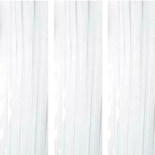 AILEXI 3 Pack Metallic Tinsel Curtains Folie Fringe Shimmer Streamers Curtain Door Window Decoration for Party Supplies 3 ft x 8 ft – Weiß