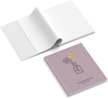 easyprint Poesiealbum personalisiert mit Name/Text | Design Vase mit Blume | 148 x 210 mm | Hardcover | Papier 100 g/m² | Blanko Innenseiten | Farbe wählbar | Freundebuch | Erinnerungsbuch (Lila)